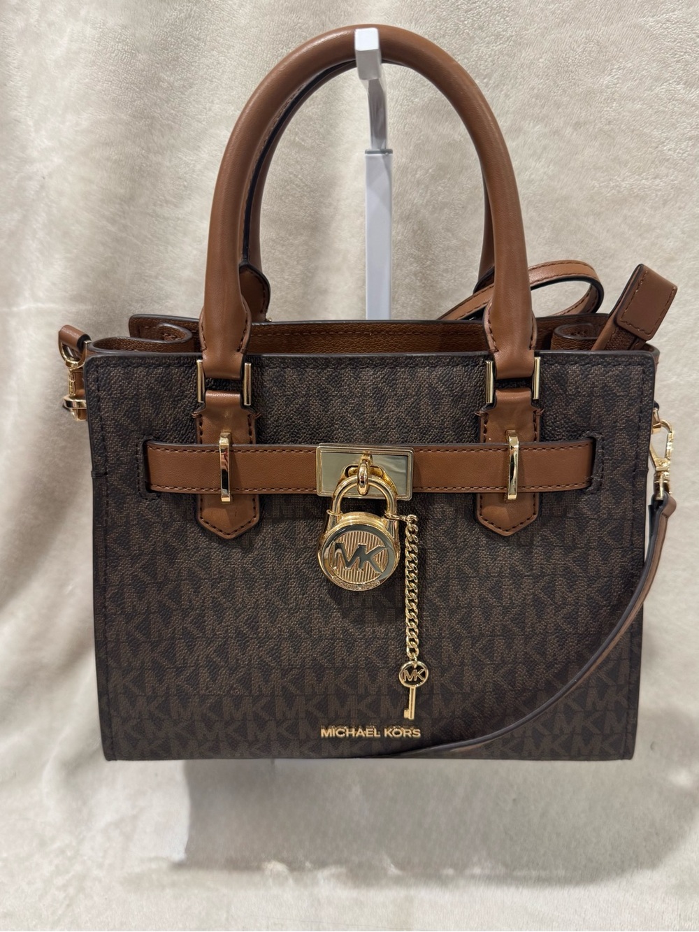 Michael Kors Hamilton MK Logo Satchel with Gold Hardware